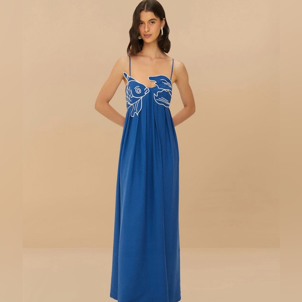 FARM Rio Blue Fish Top Maxi Dress BNWT